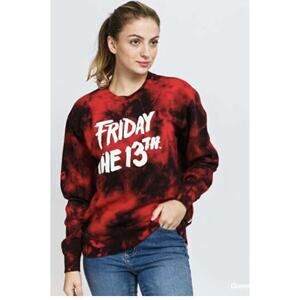 VANS X Friday The 13th Crew Neck Sweatshirt Jason Voorhees Red Women’s XS